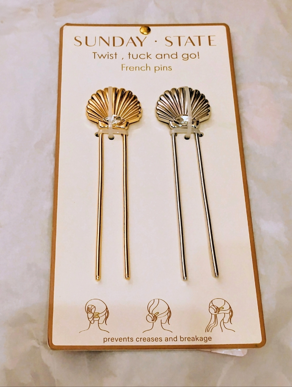 Sunday State Shell French Pins - Gold & Silver